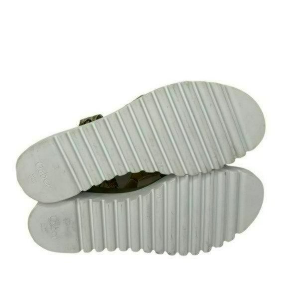 Gabor Snakeskin Tan Cross Strap Leather Open Platform Toe Sandals Size 7.5 - Picture 7 of 11